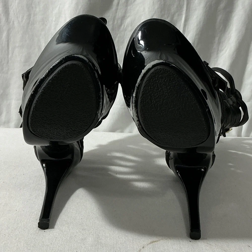 FRH Black Strappy Gladiator Platform Stiletto Heels